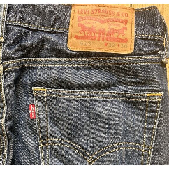 Vintage Levi's 513 Jeans Straight Dark Denim Mid Rise Stretch Men's 33x30 - Picture 4 of 9